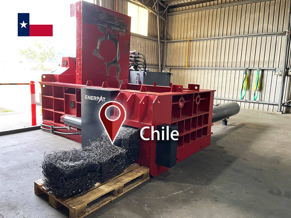 Чили: установлен пресс-подборщик железного лома ENERPAT с крышкой