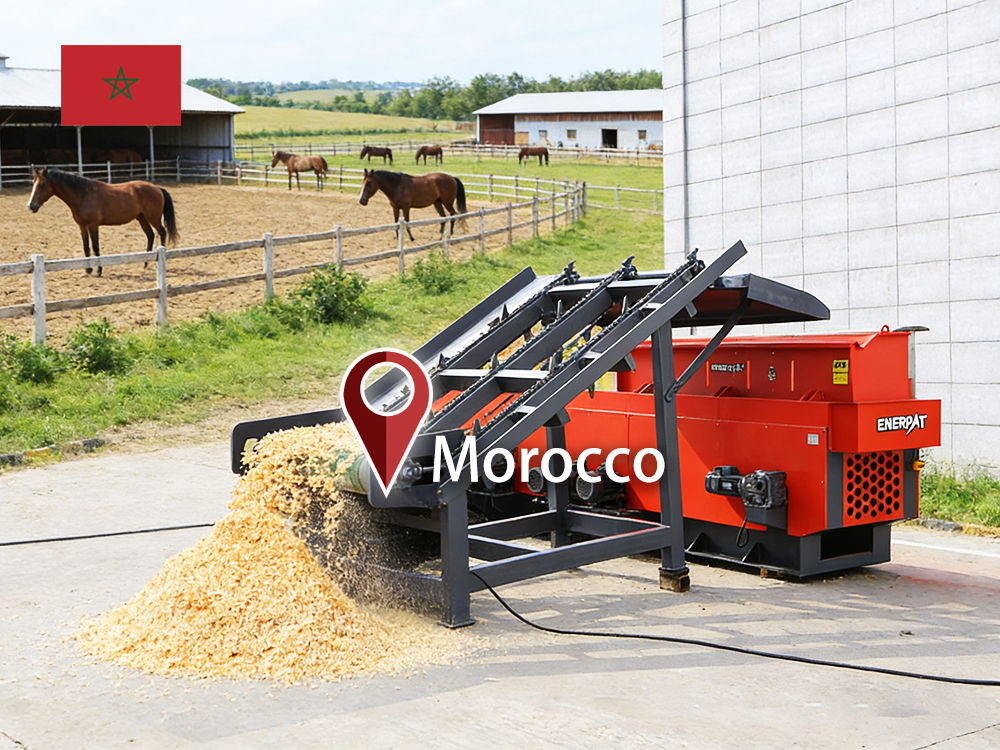Марокко: ENERPAT Линия по производству древесной стружки с установленной системой упаковки в мешки